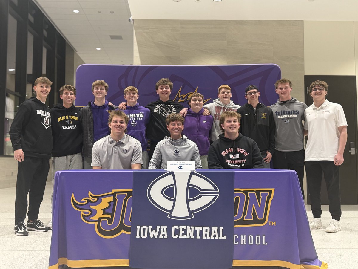 Mason Tell has signed with Iowa Central Community College for baseball tonight — what an incredible achievement! His journey isn't over, though. This season, he's ready to take the field and aim for another championship. Let’s go, Mason! 🏆⚾