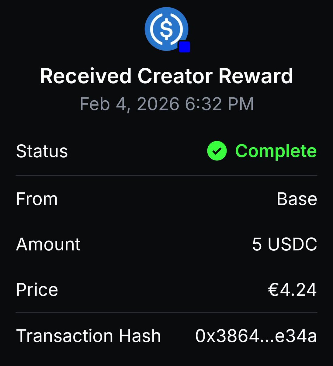 numairshahid79's tweet photo. First Creator Reward from Base just landed - $5.
The pond rewards patience.
Did you believe? ๐ธ โค๏ธ๐บโณ๐
#TobyWorld #ProofOfTime #ToadGang https://t.co/I9nlkwNGZa