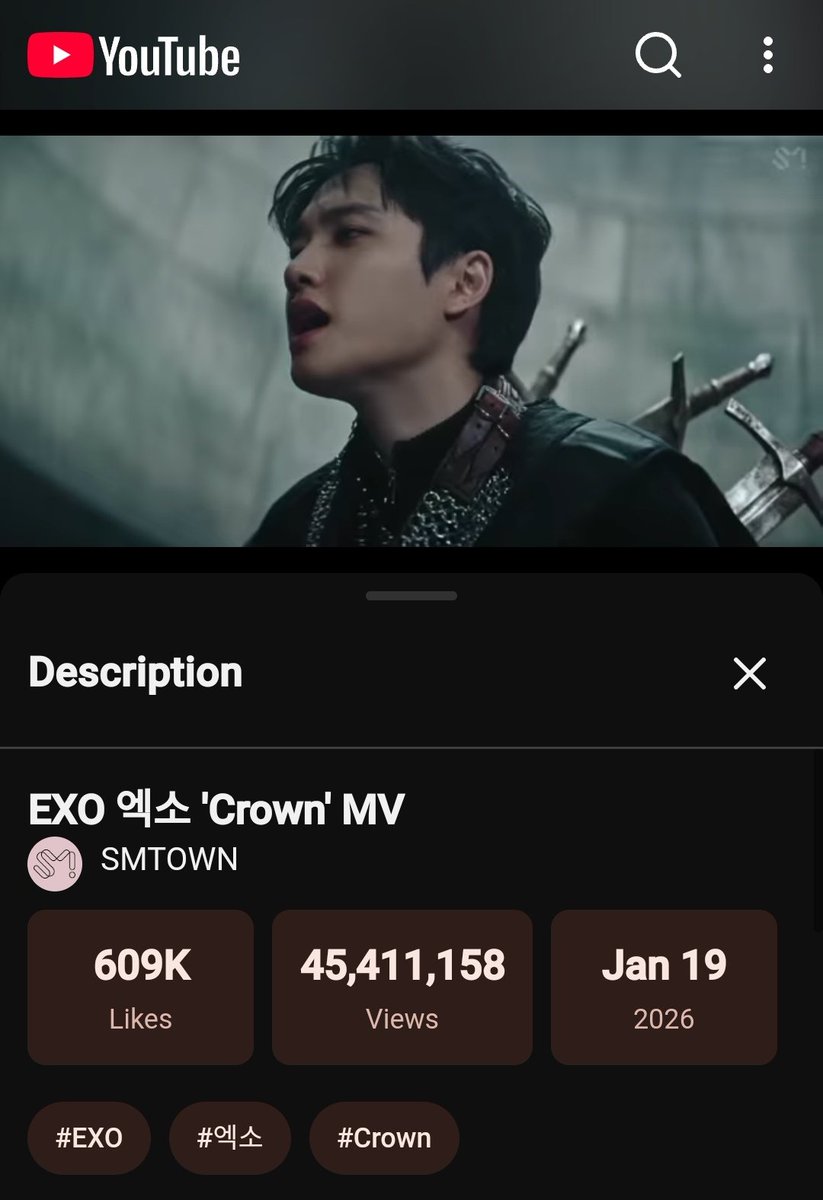 carmyl29's tweet photo. EXO 엑소 'Crown' MV now surpassed 🎉45.4 MILLION views and 609K likes. let's keep on streaming and like this exo amazing song ✨👑🎶🤍
#EXO_REVERXE #EXO_Crown #엑소 @weareoneEXO @DOHKYUNGSOO_X https://t.co/8GxPemwDbB