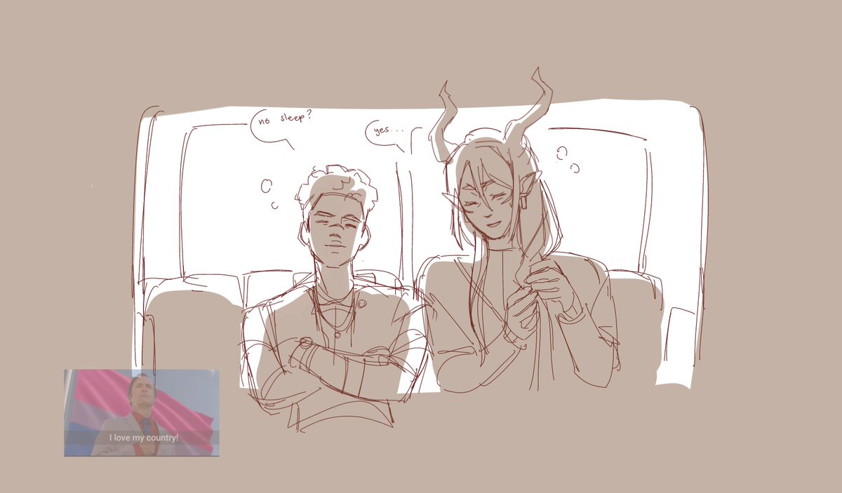 doodle i did while waiting for my professor... modern au... 

#fieldsofmistria #ryis #caldarus