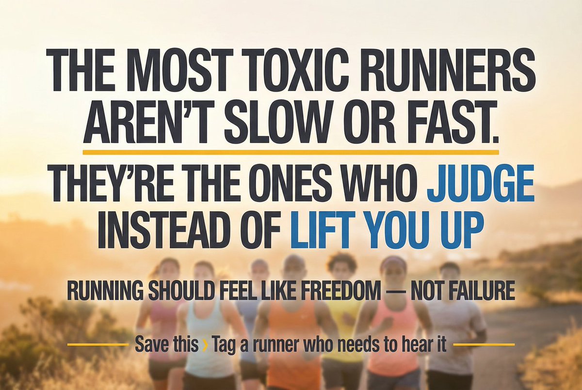 DavidDack's tweet photo. The most toxic runners aren’t slow or fast. 

They’re the ones who judge instead of lift you up. The most toxic runners aren’t slow or fast. 

They’re the ones who judge instead of lift you up. 

Running should feel like freedom—not another way to feel not enough.

#running https://t.co/SnNYWoTC1Z