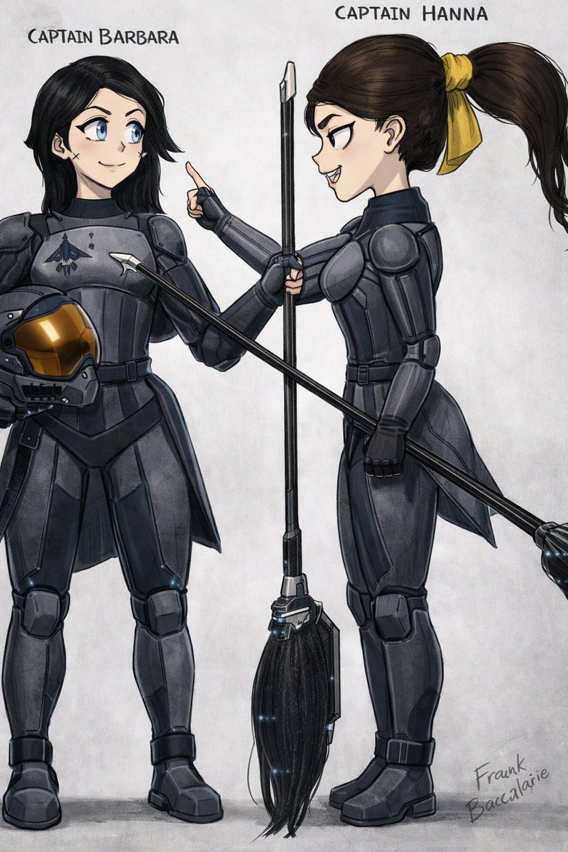 Hannah y Barbara
Hoy presentamos a Hanna y Barbara, de #LittleWitchAcademia . Después de graduarse, como inglesas sirvieron en la RAF (Real Fuerza Aérea), pero luego desertaron y se unieron a enigmático Rey Mágico, Hanna le recuerda a Barbara que apenas 🧵
#scketch 
#sketchbook