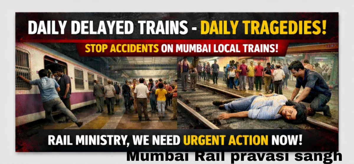MumRail's tweet photo. ट्रेन धावते उशिराने, मुंबईकर जातो जिवाने...
@RailMinIndia ,@MrvcLtd why Important projects like Kalwa Airoli link, 5-6 tracks still not completed @MMRDAOfficial @AshwiniVaishnaw @Dev_Fadnavis need support to stop killing on tracks https://t.co/xNZG9BFRGJ