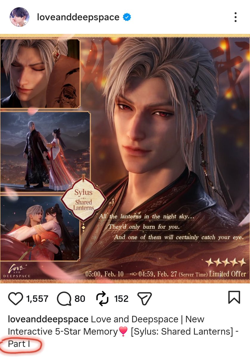 I haven't seen anyone talking about this, but on Instagram in the PV description, it's stated that this is "part I." What does that mean??!!!
It's clearly not a mistake because it's in all of the PV posts. #LoveandDeepspace #Sylus