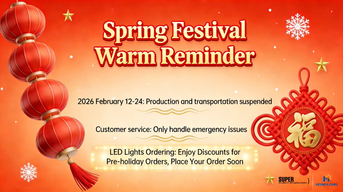 SuperledGroup's tweet photo. Spring Festival Holiday Notice

Pls be informed that our production and transportation services will be suspended from February 12 to 24, 2026 for the Spring Festival holiday.

Warm regards,

SuperLED Electronic
WhatsApp: https://t.co/dQFL9QXxLn
E-mail: sales@superled.com.cn https://t.co/oAKglGJr8W