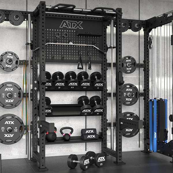 The Wall – Rack System &amp; Crossover (ATX-MCR-780) - the only acceptable wall you should consider building.

It is a busy unit, with dedicated lat pulldown, seated row, cable crossover, half rack, weight plate &amp; dumbbell storage adjustable chin up bar and a fair few other features