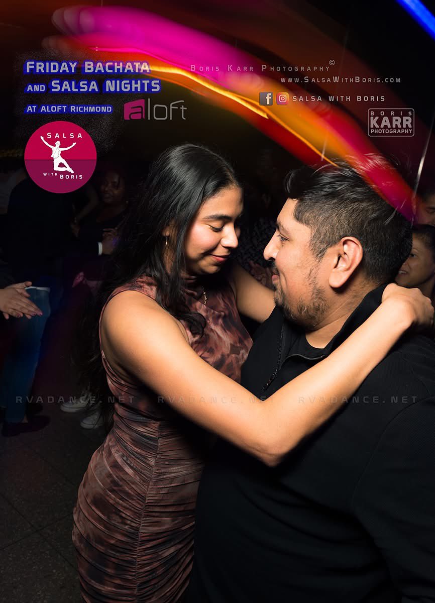 SalsaWithBoris's tweet photo. 📸 from 1/30/26 💃🕺 Friday &amp; Saturday Latin Nights at ALOFT Richmond 

Every  Friday &amp; Saturday 
• 8:30pm-12am 
• Playing Salsa, Bachata, Merengue and Kizomba 
• Smooth dance floor 
• Ambient lighting set up 
• Intro Lesson 8:30-9pm 

#salsa #bachata #kizomba https://t.co/PxFrsedois
