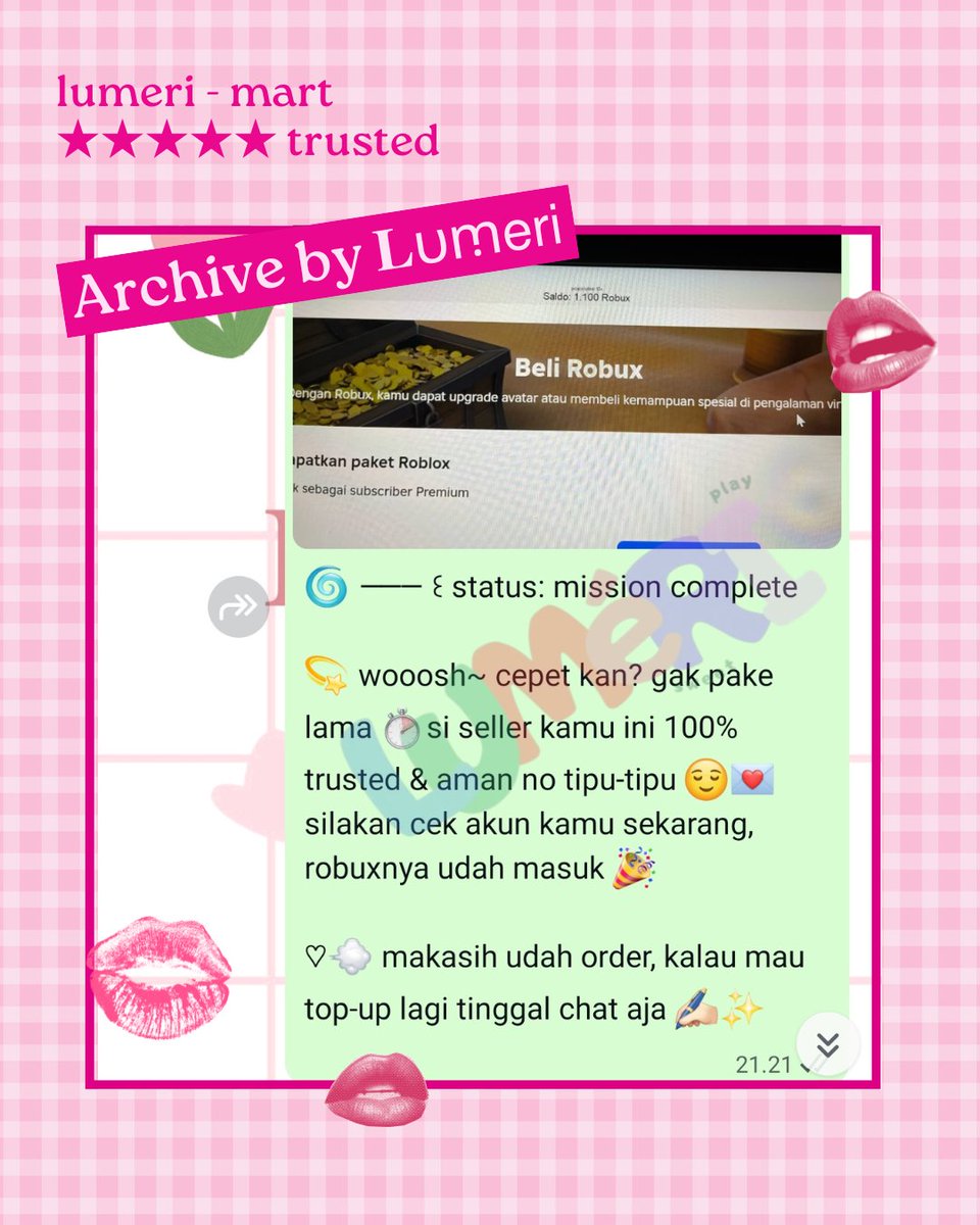Restocdk's tweet photo. ♡ robux topup ♡
trusted seller 🎀
dm to order

#lumeriarchive #zonauang https://t.co/S5LKMYlBXm