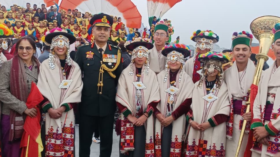 8hpbnncc's tweet photo. 💪Pride of 8 HP Bn NCC Rampur 
Cadets from PGDC Rampur &amp; GDC Reckong Peo representing PHHP&amp;C DTE in #PMRally2026 showcasing the Vibrant Kinnauri Culture. The Hardwork was appreciated by DGNCC and all dignatories. https://t.co/uC5XtmkfYB