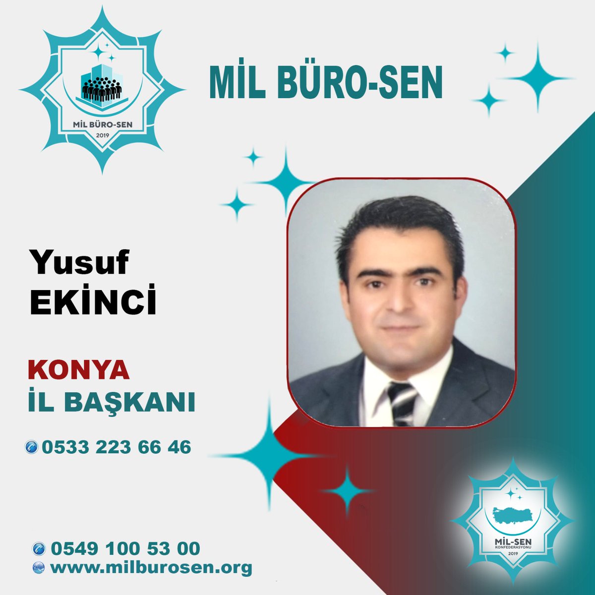 KONYA İÇİN MİL BüRO SEN VAKTİ!

Hak aramaktan çekinmeyenlerin, emeğini savunmak isteyenlerin adresi olan #MilBüroSen, kararlı adımlarla teşkilatlanmaya devam ediyor.

📍 MilBüroSen Konya İl Başkanlığı görevine Yusuf EKİNCİ atanmıştır.
Kendisine yeni görevinde başarılar diliyor,