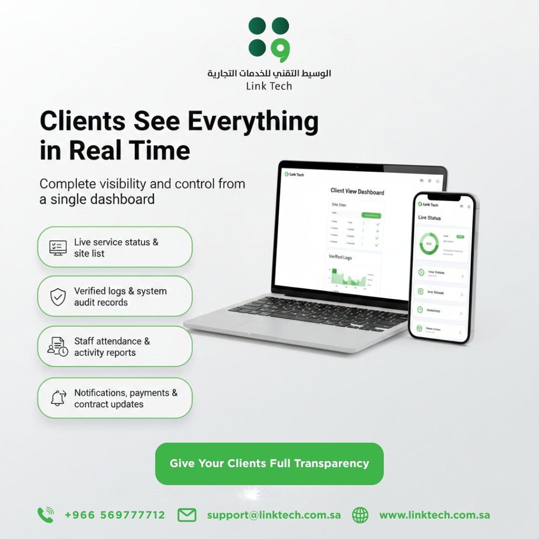 LinkTech2010's tweet photo. Clients See Everything in Real Time
https://t.co/YzdCJReMd0...
https://t.co/OZA7Da9vAh
Visit: https://t.co/9lqe6Gthl8
#السعودية #الرياض #بزنس #تكنولوجيا #تحول_رقمي #إدارة_أعمال #شركات_السعودية #KSA #BusinessAutomation #DigitalTransformation https://t.co/2pRUyVGqkl
