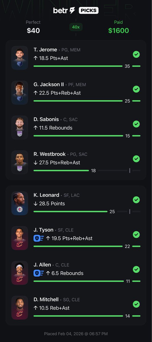 baredfig's tweet photo. Solid day #betr #nba #PrizePicks https://t.co/Xo5Pk888Bu