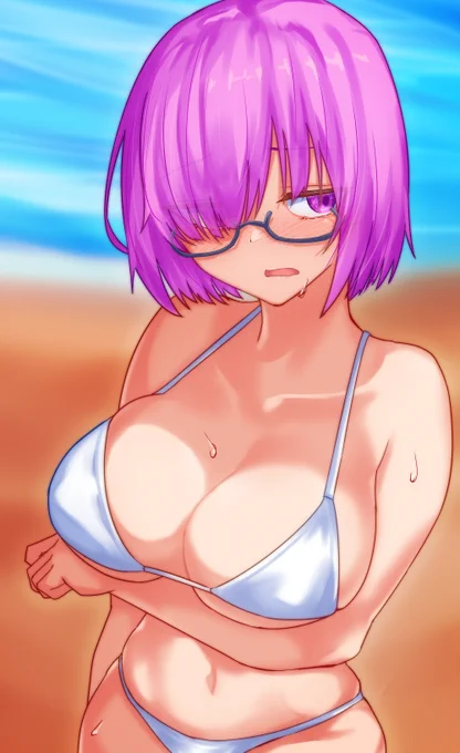 照れ顔?水着マシュ