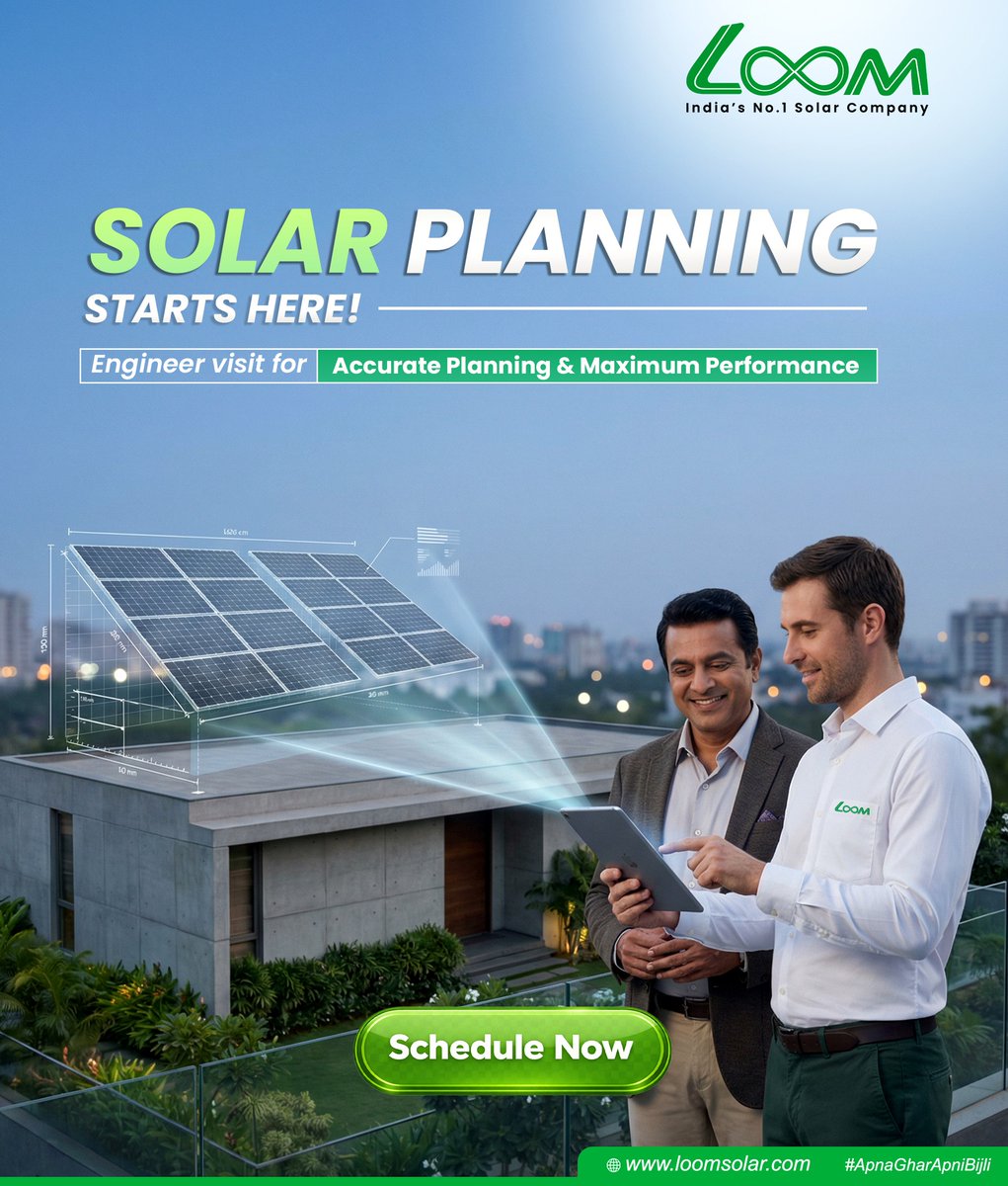Solar planning starts here ☀️
Get an expert engineer visit for the right rooftop solar design and long-term savings.
📞 8750778800 | 🌐 loomsolar.com

#LoomSolar #EngineerVisit #RooftopSolar #CleanEnergy #SolarEnergy