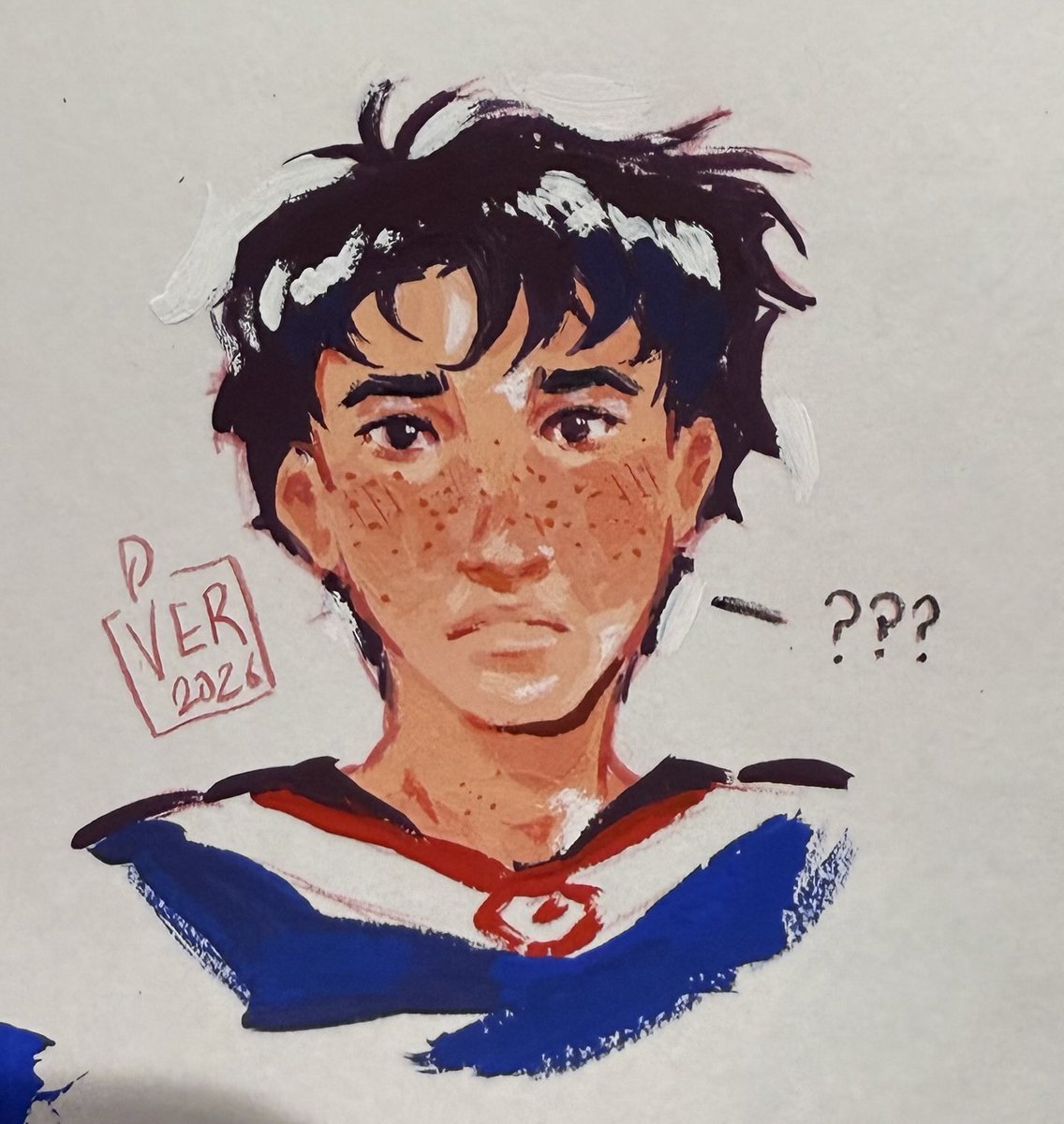 Acrylic gouache painting of Shane Hollander