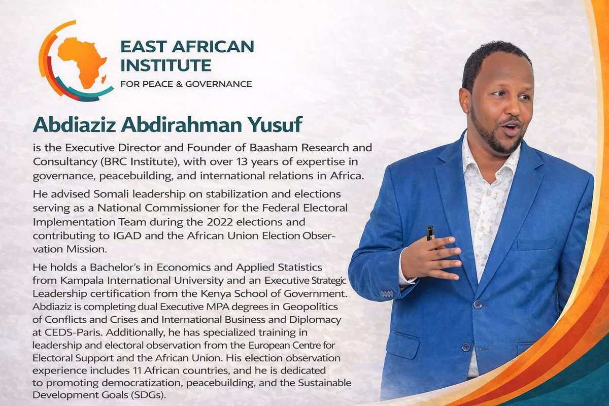 BaashamRCI's tweet photo. Join us for our upcoming Training “Election and National Security in #Somalia” by AbdiAziz Abdirahman Yusuf ED on 10th February at #BBS Mall, 4-6PM. 
#Nairobi
ED @AbdiazizMuwadin
@BaashamRCI
@parfait_onanga
@SwedeninKE @UNSomalia @ATMIS_Somalia @Bankole_Adeoye https://t.co/gRJOsgEAT4
