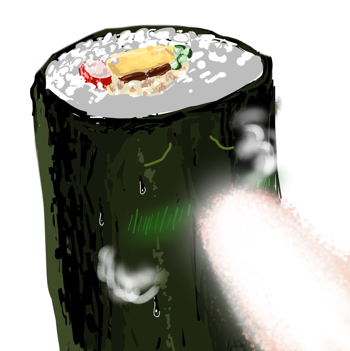 「コレは節分によくある恵方巻きを咥える絵に便乗して描いた、何かしらの何かを咥えてい」|さいくろんのイラスト