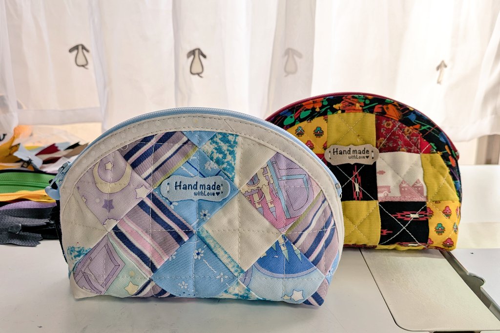 ❤スミレ❤ バッグ ポーチ ハンドメイド ハギレから ラウンド型ポーチ😉 #ハンドメイド