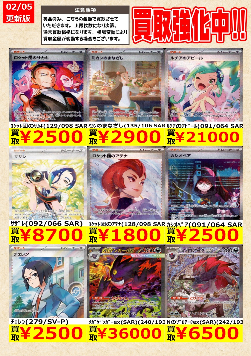 ポケモンカード】 ﾙﾁｱのｱﾋﾟｰﾙ(091/064 SAR) ｷﾁｷｷﾞｽ(SAR)(244/193) 告知