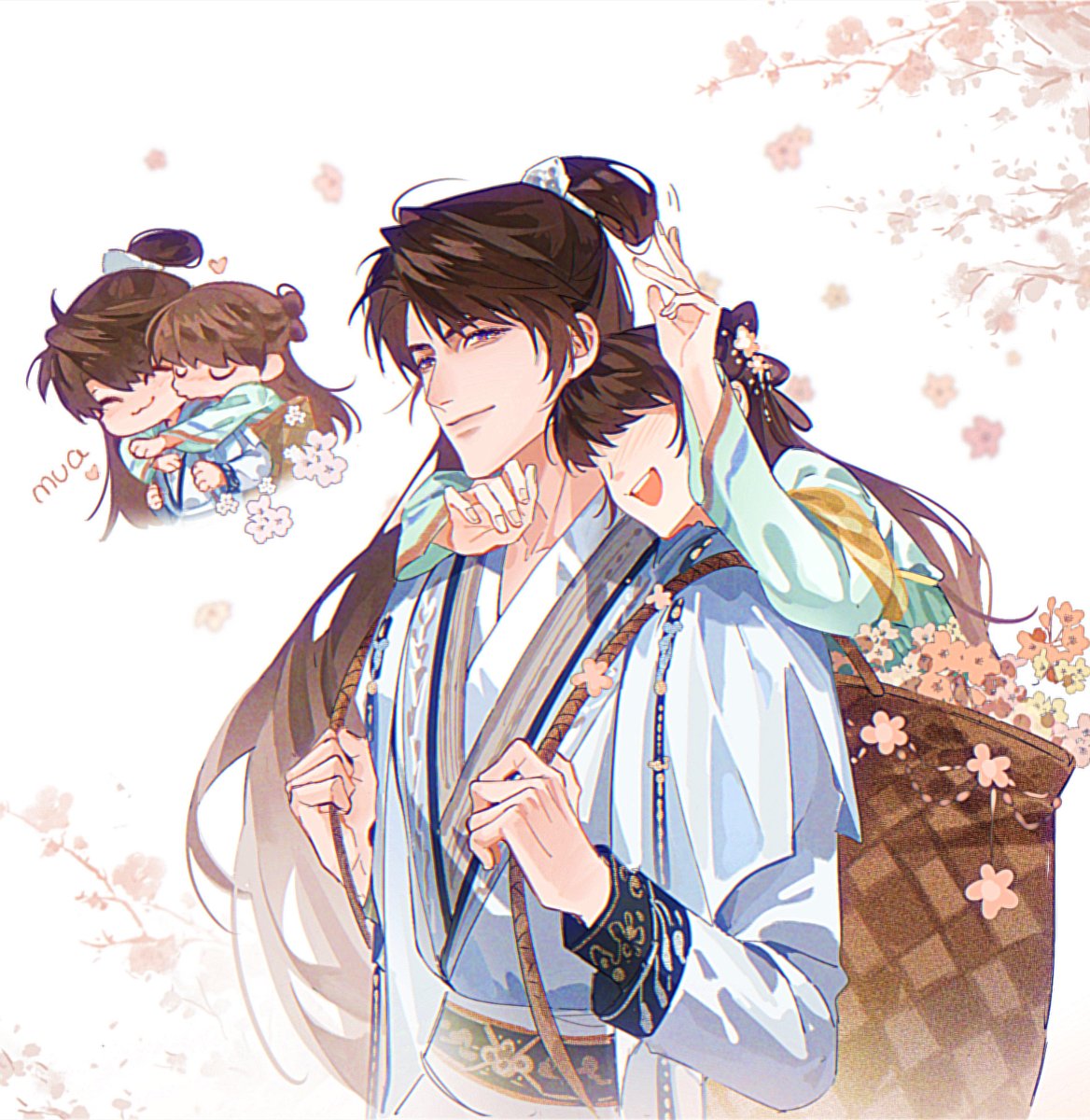 妹をかごに人れて背負ってるマヒル兄

cr🍠：milkxiyou

#マヒル #Caleb #恋と深空 #LoveandDeepspace