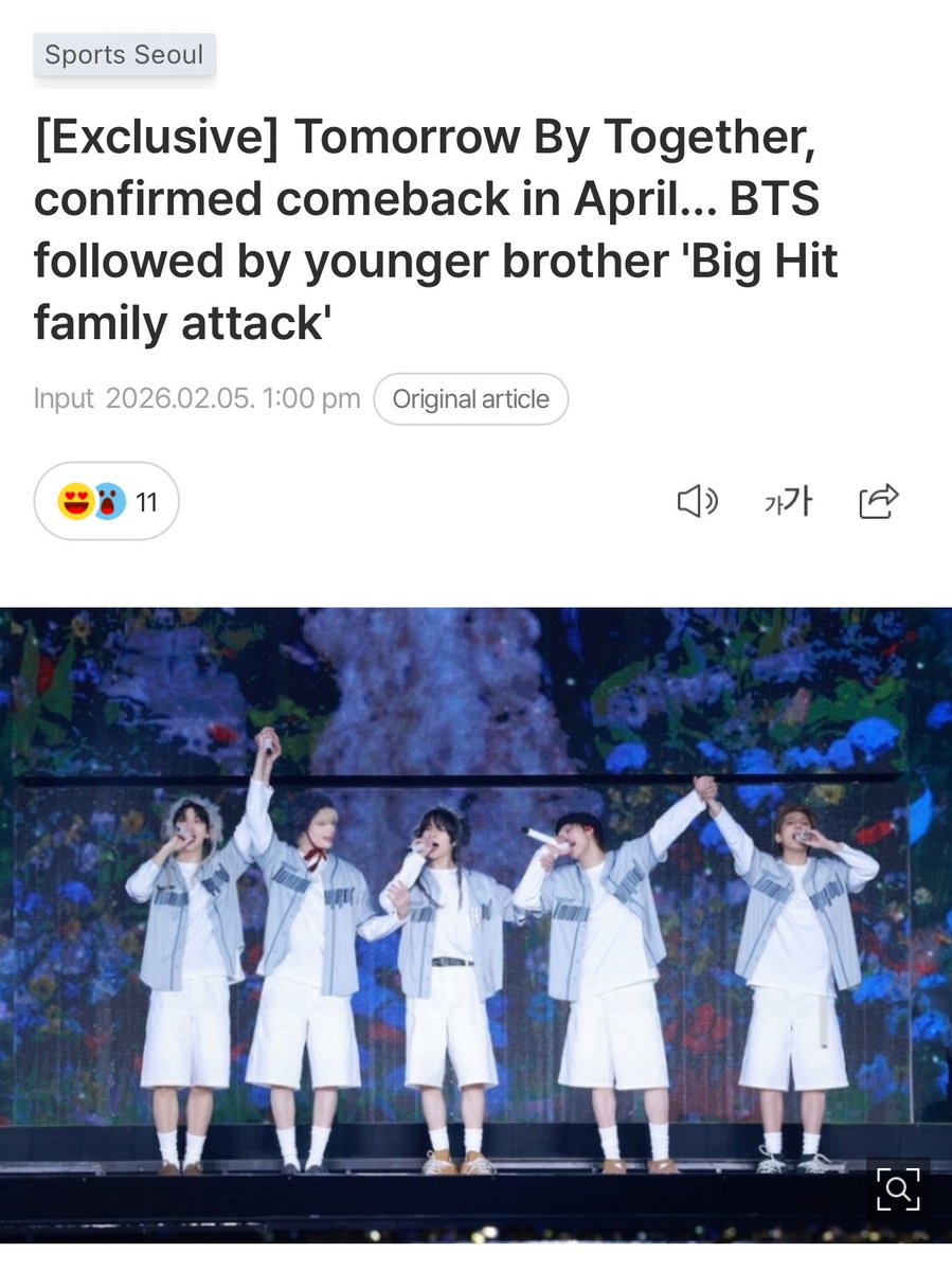 L0VELYBEOMIE's tweet photo. TXT COMEBACK IN APRIL IS HAPPENING OH MY GOD!!

“As a result of the Sports Seoul coverage on the 5th, Tomorrow By Together confirmed their comeback in April and is working hard on the album. This comeback is the first official activity since all members signed a contract renewal with Big Hit Music.”

🔗https://t.co/m1gOLfo3Oi