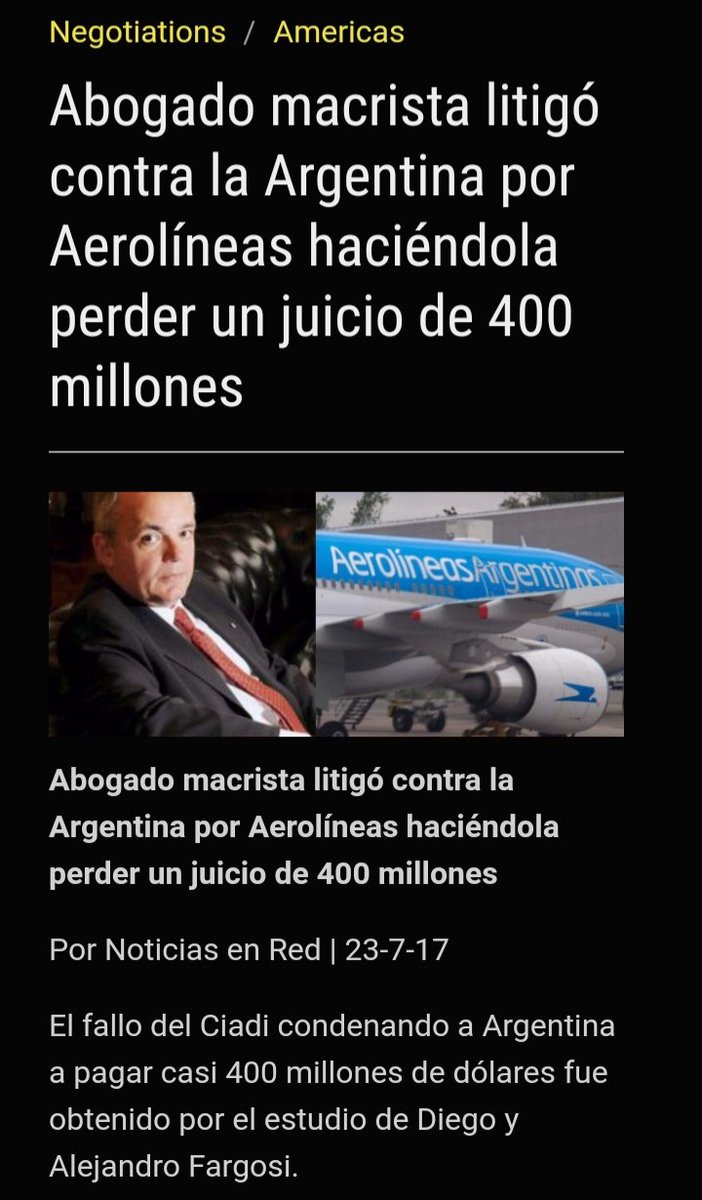 <a href="/fargosi/">Alejandro Fargosi</a> Al que si podes creerle es al cipayo hdp que litigio contra su propio país(ibs a poner patria pero vos sos lo mas apátrida que existe después del otario de Milei). Esta mancha no se borra ni con lavandina.