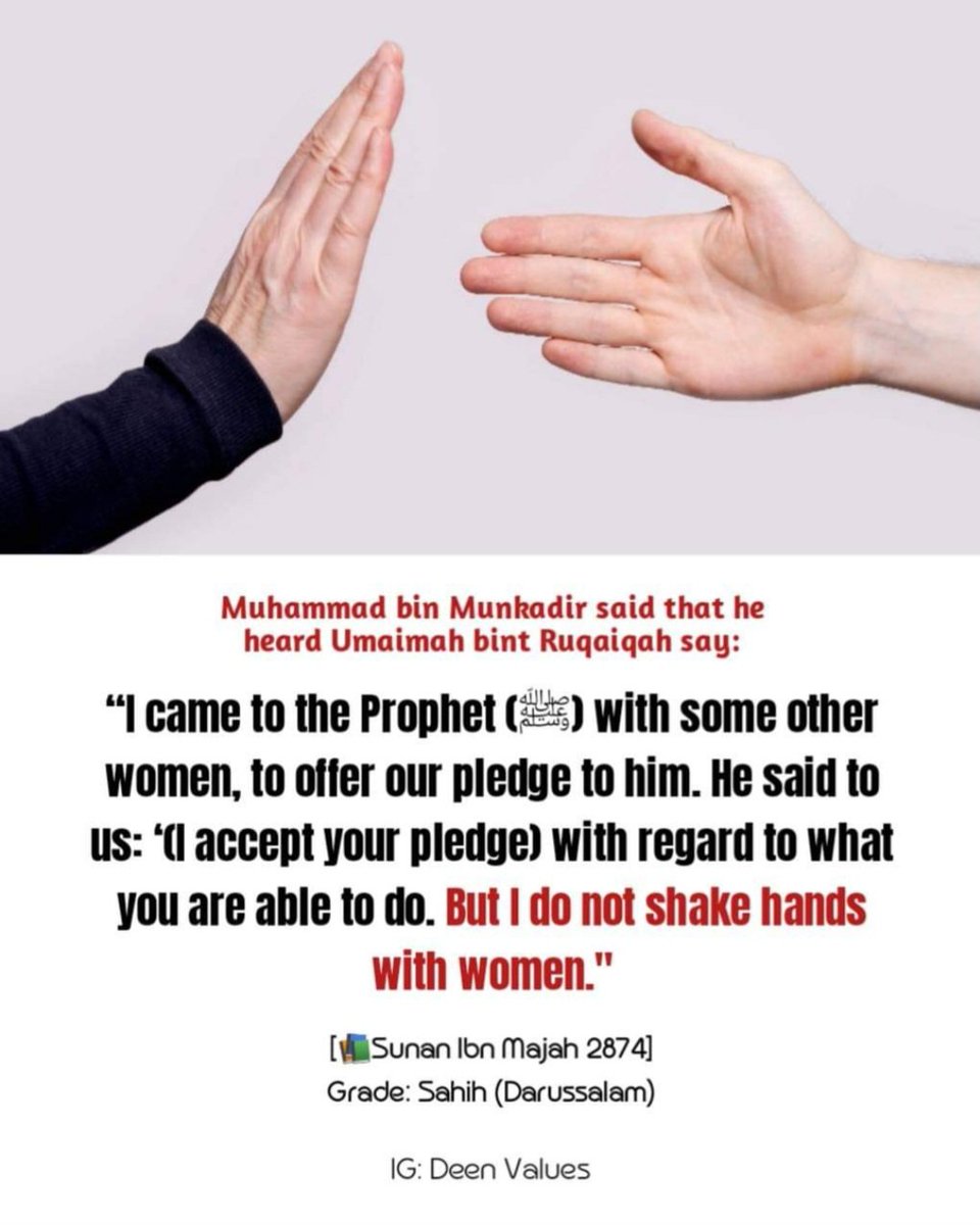 Jidda5's tweet photo. Hadith of the day🥰😍❤️ 
Beware of shaking hands between non-mahram men and women; it is forbidden in Islam. ⚠️ ⚠️ ⚠️ https://t.co/lnGG8Jf9dO