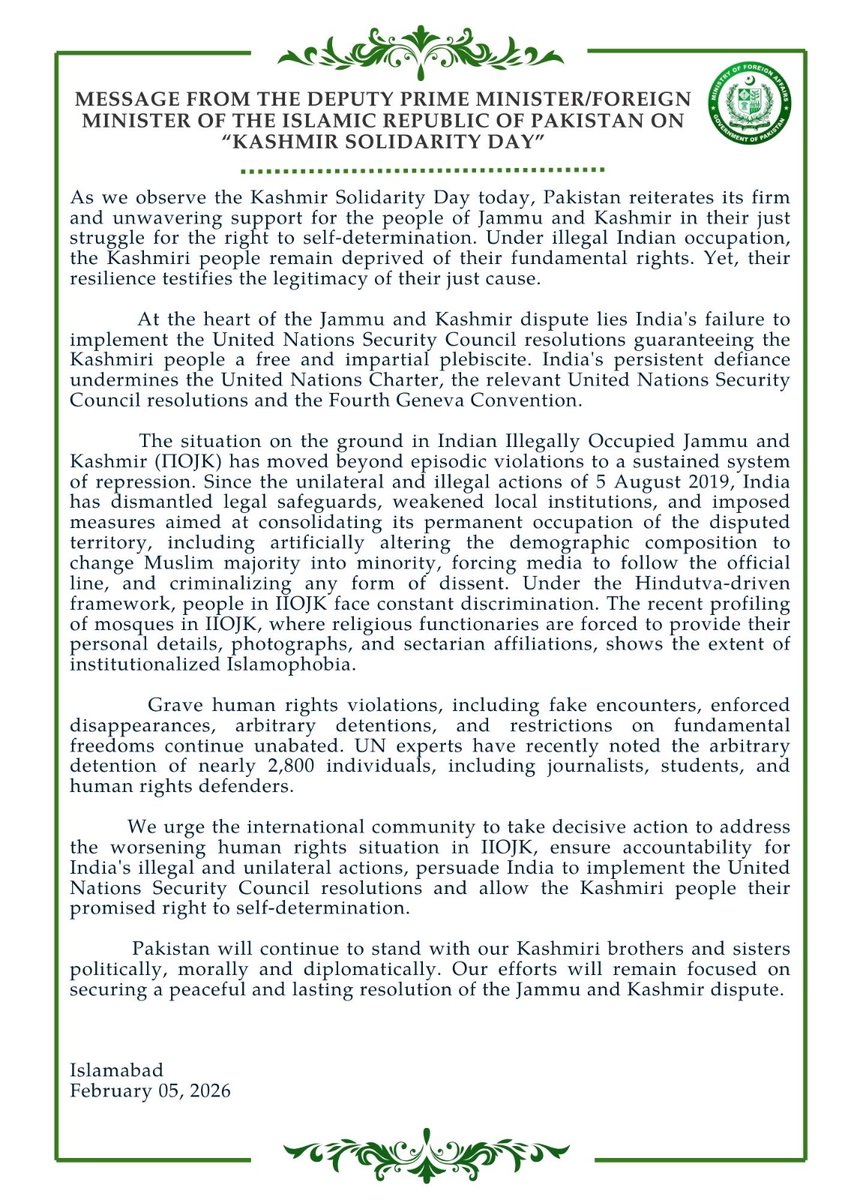 Ministry of Foreign Affairs - Pakistan tweet media