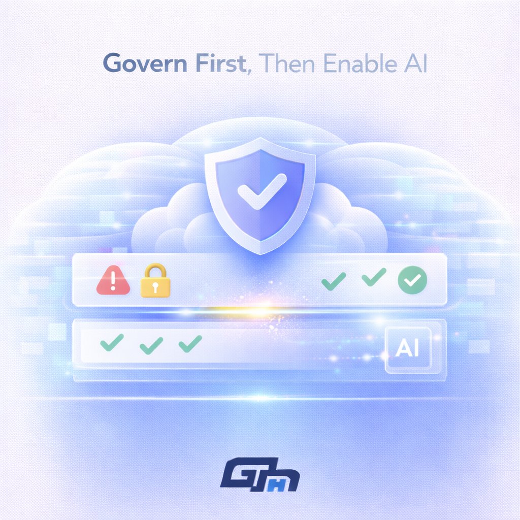 Copilot doesn’t create new risk.  It exposes Microsoft 365 governance gaps faster.  That’s why many rollouts pause after pilots.  Govern first. Then enable AI.  #MicrosoftCopilot #AIReadiness #Microsoft365 #GTHCloud365  Governance decides AI outcomes.