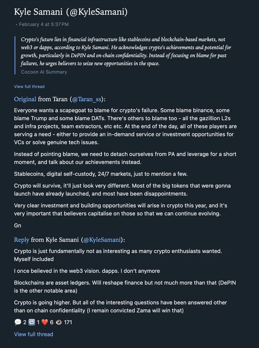 henrylike_'s tweet photo. Web3 并不成立，区块链基本就是金融。

#Multicoin 联创  @KyleSamani 昨日在回复 @taran 发布的“熊市吐槽”内容后，Kyle 快速删除了该推文，然后今天就发布了离职公告。

Samani 表示，离开@multicoin 是一个“苦乐参半”的决定，但他仍将以个人身份继续投资加密行业，并持续为 #Solana 生态发声。 https://t.co/RtG5YfNQbw