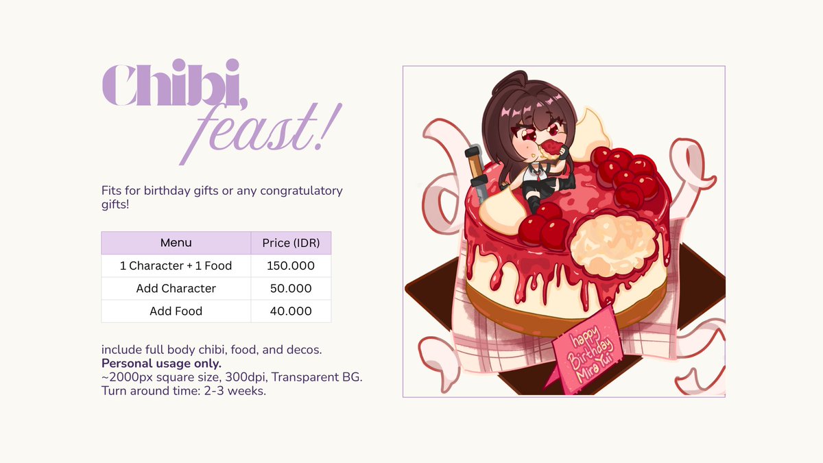 OphieVT's tweet photo. Open Commission IDR only 🇮🇩 

- Reactive  
- Emotes 
- Chibi Food illustration  

I only do chibis for now, taking a few slots. 
Please DM me here or Discord if interested ^^

#artcommission #commissionopen https://t.co/LQ6f53U8AE