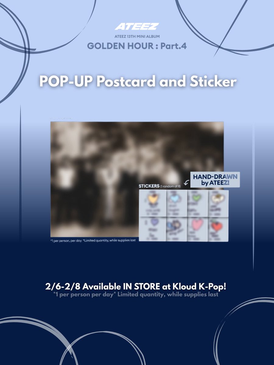 we're a couple days away from our ATEEZ album release party! come purchase the new album, enjoy special freebies from kloud AND hello82, trade photocards and more! here's the rundown on what to expect! ☁️🩵

hope to see y'all there!