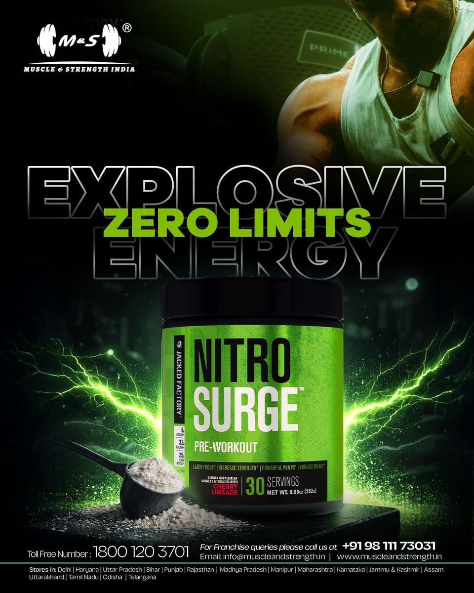 muscle_strengt's tweet image. Fuel your workouts with NitroSurge Pre-Workout-clean, powerful energy, laser-sharp focus, and next-level pumps. Push harder. Train longer. Perform at your max.

📞 Toll-Free: 1800 120 3701
🌐 muscleandstrength.in

#hashtags
#NitroSurge #PreWorkout #ExplosiveEnergy #ZeroLimits