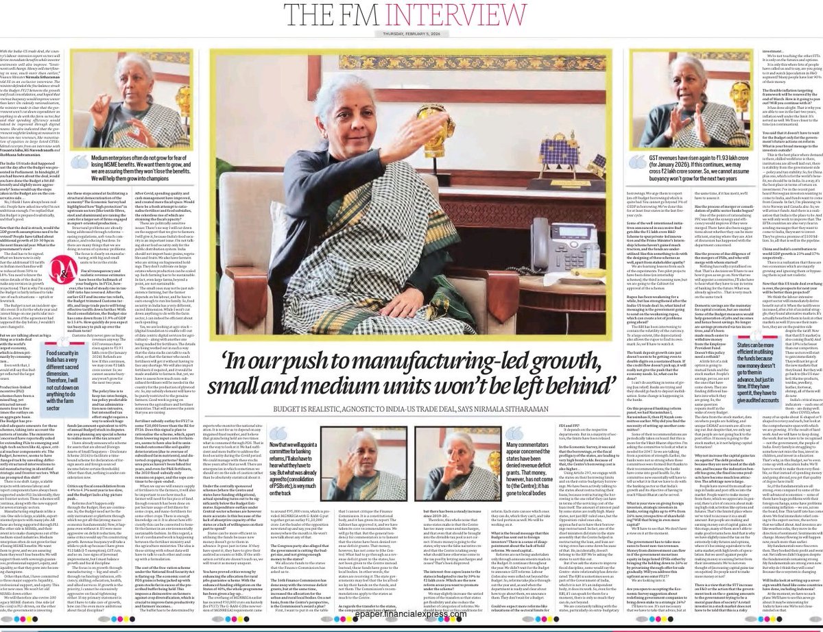 "Manufacturing emphasis is like a coin. One side is large, scalable, export-oriented projects with many jobs. All these are being supported through PLI. 

The other side is MSMEs, and their intent is to make champions out of the medium-sized industries. Medium enterprises often