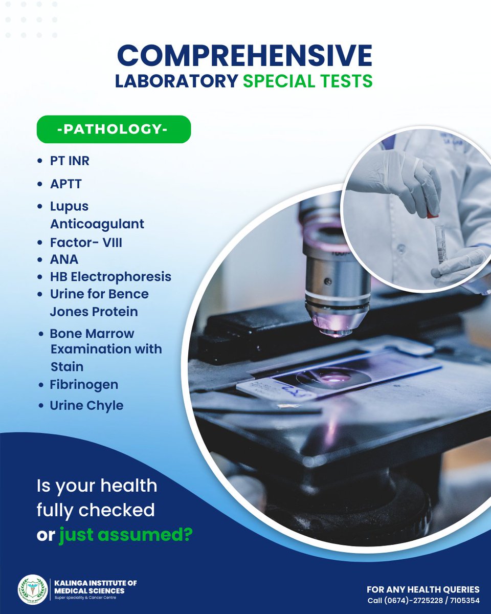 Accurate diagnosis begins with reliable testing. Our advanced laboratory offers a wide range of comprehensive special tests to support precise diagnosis, effective treatment planning, and better patient outcomes.

From routine investigations to specialized diagnostics, we ensure