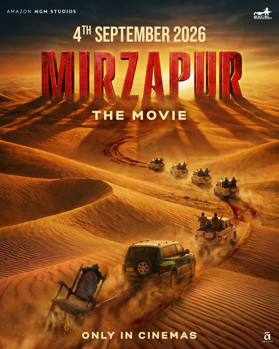 taran_adarsh's tweet image. HUGELY POPULAR SERIES 'MIRZAPUR' NOW ON THE *BIG SCREEN* – RELEASE DATE LOCKED... #AmazonMGMStudios and #ExcelEntertainment have announced the *theatrical release date* of #MirzapurTheFilm: 4 Sept 2026 [#Janmashtami].

Written by #PuneetKrishna and directed by #GurmmeetSingh,