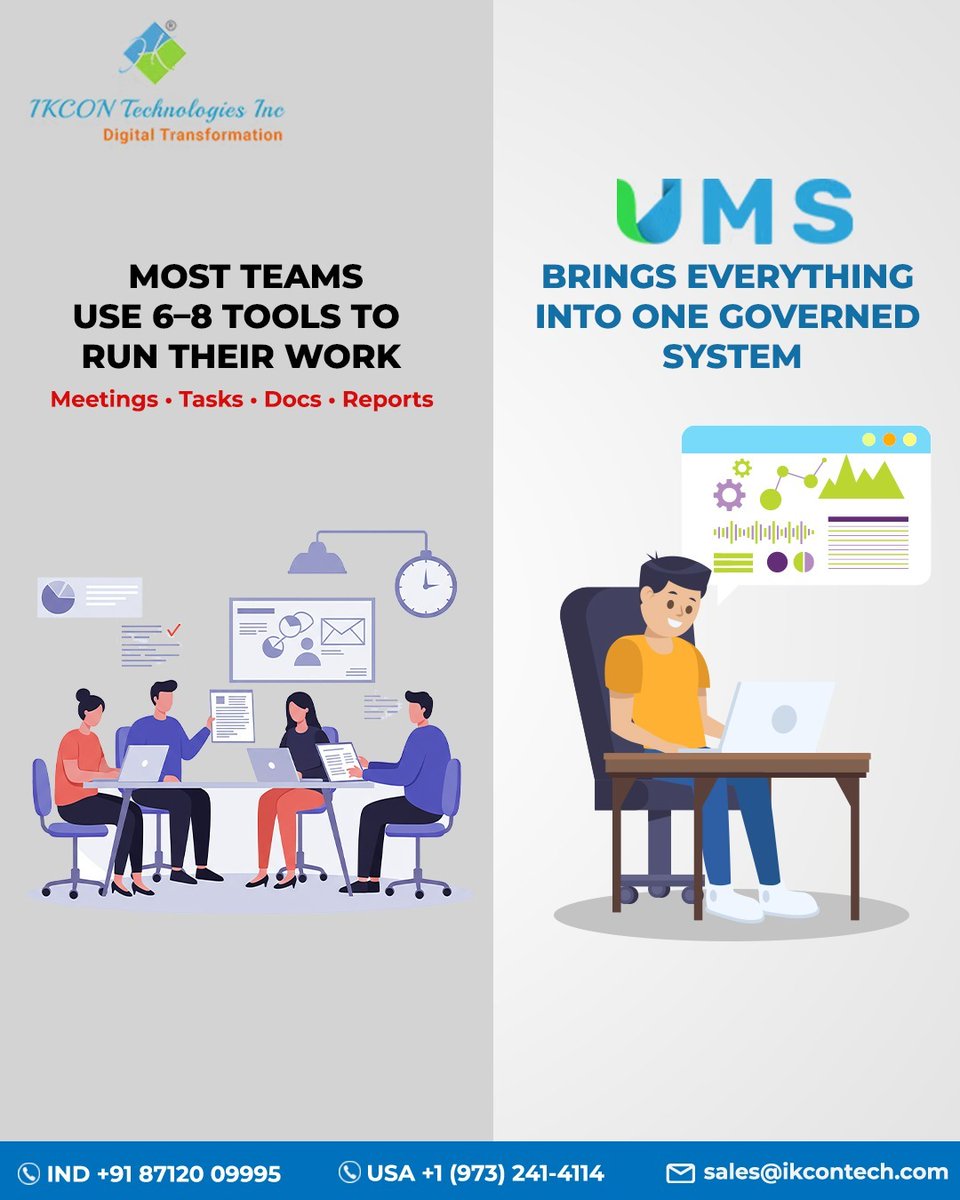 ikcontech's tweet photo. 🔧 Most teams juggle 6–8 tools to manage work.
Result? Silos. Missed updates. Chaos.
UMSuite unifies tasks, projects, reporting &amp; governance in one dashboard.
🌐 https://t.co/czFh8y8ROd
📧 sales@ikcontech.com
#ProductivityTools #UMSuite #IKCONTech https://t.co/VSniL2yJSQ