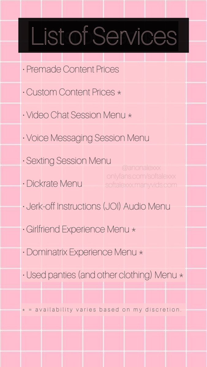 wondering what to jerk off to tonight? 💦
here’s my list of services! Dm me to get the best night of your life! 😍💋💦