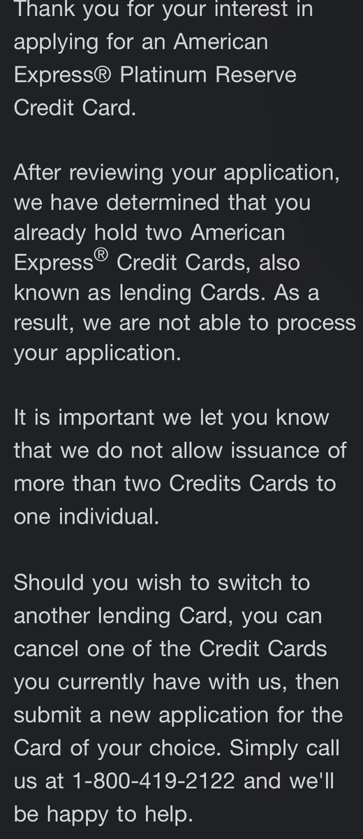 ❌ AMEX Application Rejected — Not for income, not for CIBIL.

Reason?
👉 You already hold 2 Amex Credit Cards.

📌 Amex India rule:
Only 2 lending (credit) cards per individual allowed.

Want a new one?
You must close one existing card first, then reapply.