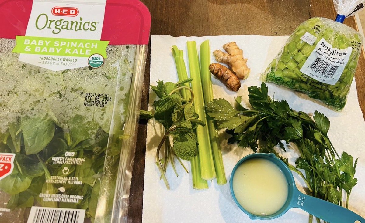 <a href="/dr_ericberg/">Dr. Eric Berg</a> My green juice!! I make my own every day !  Can’t get healthier than that ! Big shout out to <a href="/HEB/">H-E-B</a> for always having fresh nopales (cactus), fresh ginger turmeric, ginger, parsley, kale, spinach, freshly squeezed lime juice.. and more. Best healthy drink ! 15+ yrs and counting !