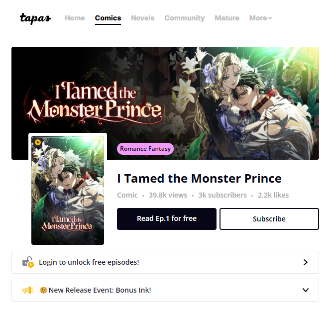 dahuin_wt's tweet photo. ✨ Tapas Launch ✨
< I Tamed the Monster Prince> is now available to read in English on Tapas!

🔗 https://t.co/OwlHkiSz2l

Thank you so much to everyone who’s been waiting 💓
Hope you enjoy and support the series 🙇‍♀️
 (translation tool) https://t.co/NdSIyeZR3L