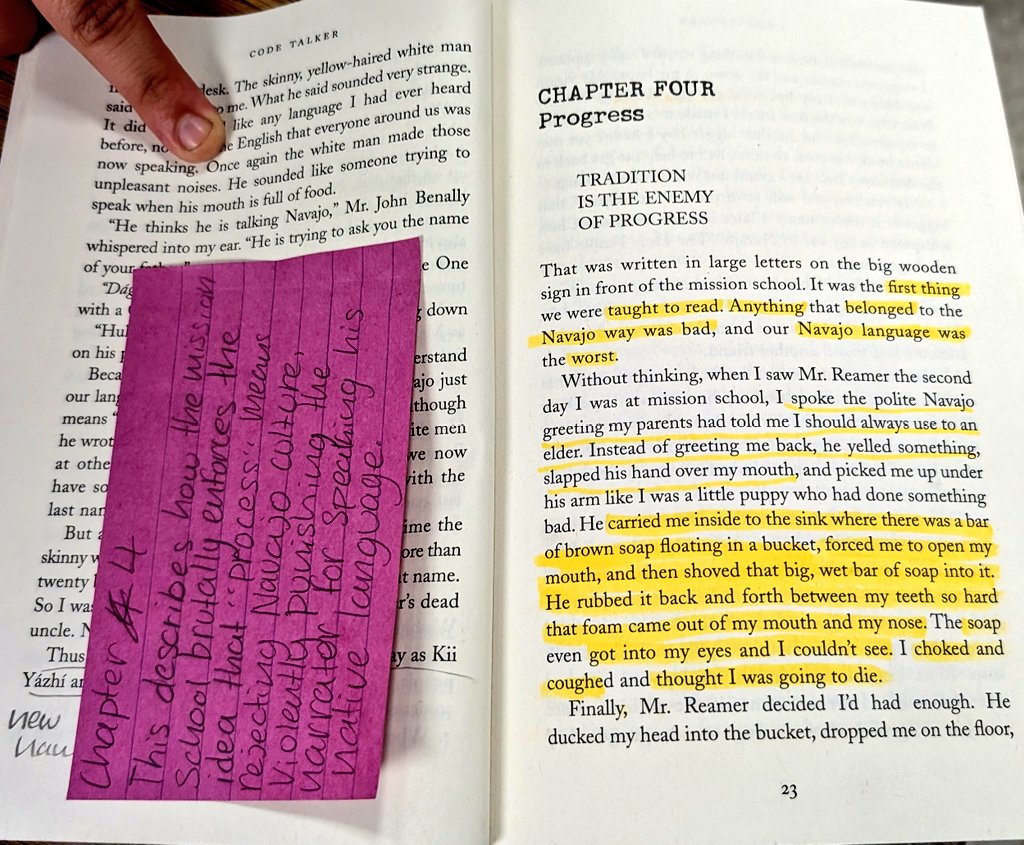emytomita's tweet photo. Getting 5th graders @BlackES_AISD middle school–ready! One group chose #CodeTalkers and absolutely impressed me—deep comprehension, strong annotation &amp; chapter summaries📚✨ Leading #BookClubs like this fills my cup  ❤️ https://t.co/6ZKwwAoZ3N