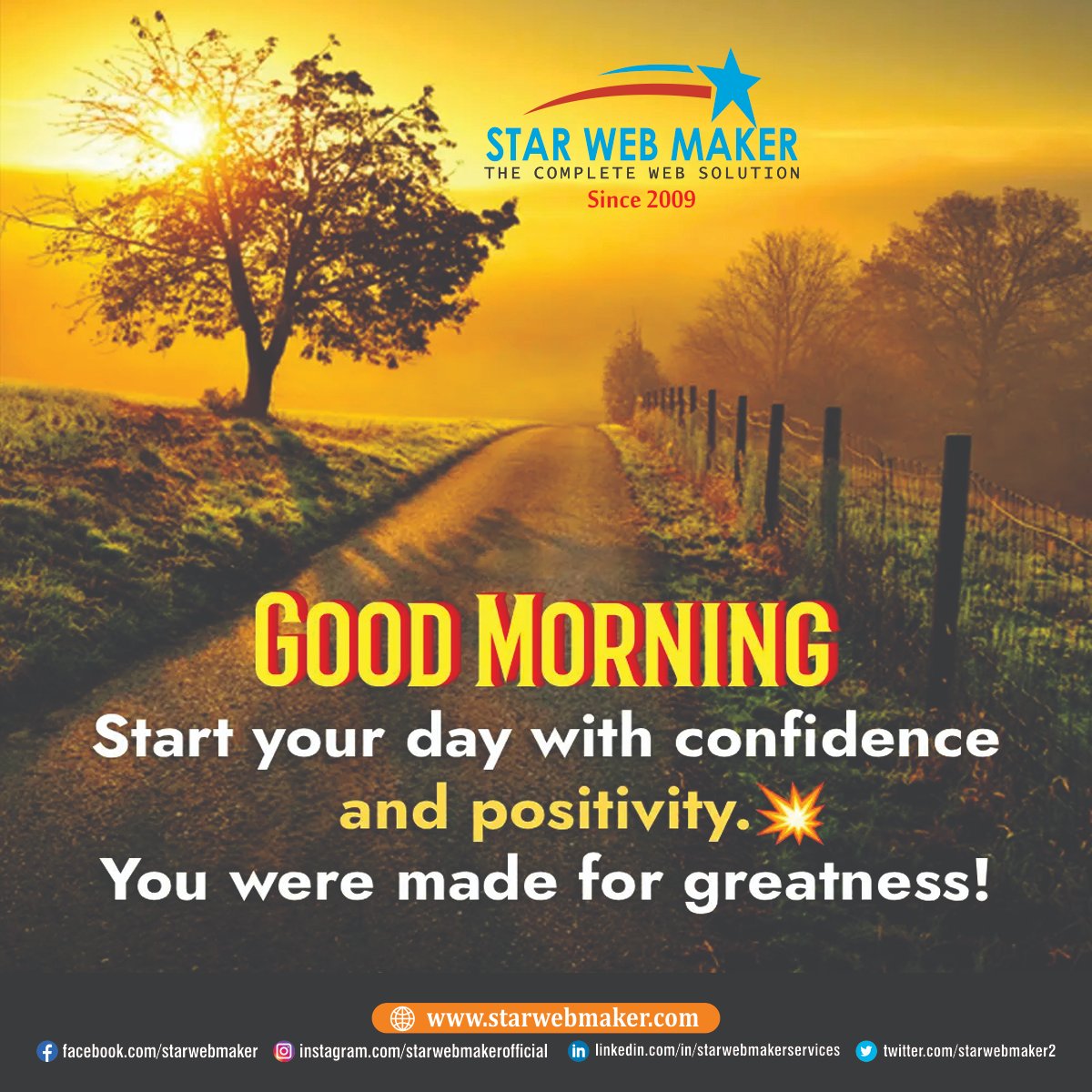StarWebMaker2's tweet image. Good Morning from Star Web Maker 🌞
Start your day with confidence and positivity—
just like we build websites: strong, smart, and future-ready. 💻⭐
📞 +91 9990253785 | 7982253158
🌐 starwebmaker.com
#StarWebMaker #WebDesignCompany #PositiveMorning #MorningMotivation