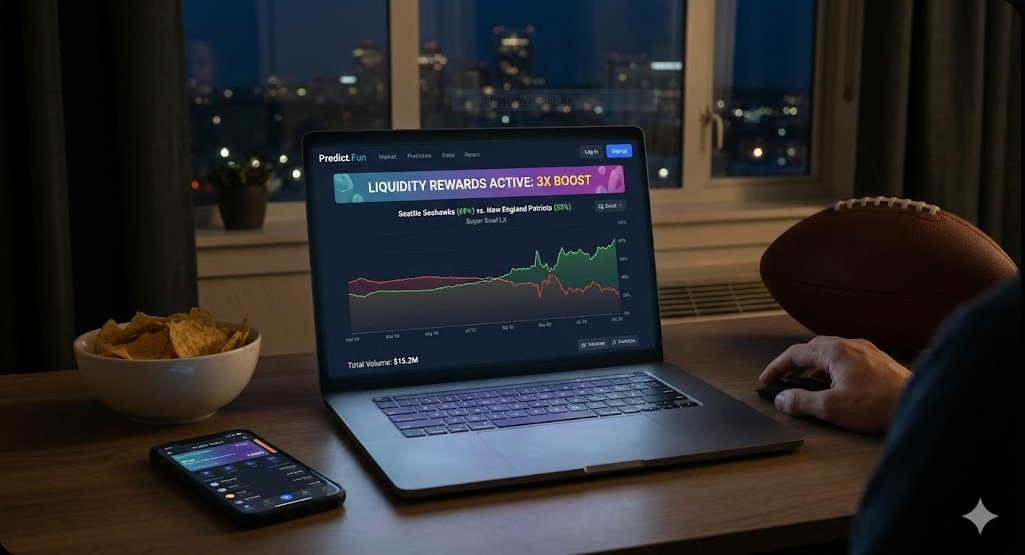 natalirash2013's tweet photo. We’re officially on the road to $1B in total volume, fueled by another record-breaking week on @bnbchain! 🛣️📈

The spotlight is on Super Bowl LX, with over $15.2M already locked in the Seahawks vs. Patriots market. 🏈 Whether you’re hedging a bet or hunting for alpha, the liquidity is here.

Want to maximize your rewards? We’ve activated a 3x Liquidity Boost for market makers. Stop just taking bets—start making them. Set your limit orders at the mid-point to stack points and yield while the world watches the biggest game of the year. 💎🔥

Don’t just watch from the sidelines. Be the house.

Join the action: https://t.co/pkD4uFcCCJ