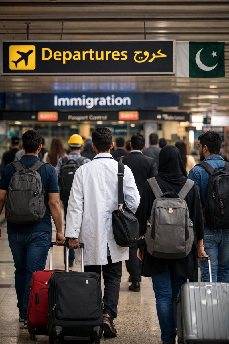 DrDanish5's tweet photo. THE RESULT OF GOVERNMENT INCOMPETENCE, BAD GOVERNANCE, INJUSTICE, POLITICAL INSTABILITY, AND UNEMPLOYMENT! 👇
OVER THE PAST THREE YEARS (2023–2025), A RECORD NUMBER OF PEOPLE HAVE LEFT PAKISTAN.
ACCORDING TO THE BUREAU OF EMIGRATION & OVERSEAS EMPLOYMENT (#BEOE) AND CREDIBLE REPORTS:
People who went abroad for work:
• 2023: approximately 862,625
• 2024: approximately 727,381
• 2025: approximately 762,000+
In three years, a total of 2.35 to 2.89 million people have left the country.
Young and educated citizens are leaving the country!
• The largest share consists of youth under the age of 30
• Reasons: low wages, unemployment, injustice, insecurity, and political instability
High-skilled professionals (2023–2025):
• Doctors: approximately 7,000
• Engineers: approximately 11,000
• Accountants (CA, etc.): approximately 13,000
• In 2025 alone, 18,352 highly educated individuals
The situation is such that millions of people are applying for visas even at the embassies of the smallest countries just to leave Pakistan.
This is not just migration;
it is clear evidence of state failure, incompetent governance, and bad governance.
@CMShehbaz @PresOfPakistan @OfficialDGISPR @ImranKhanPTI @BBhuttoZardari @Malala @PTIofficial @pmln_org @PPP_Org @Dawn_News @etribune @brecordernews