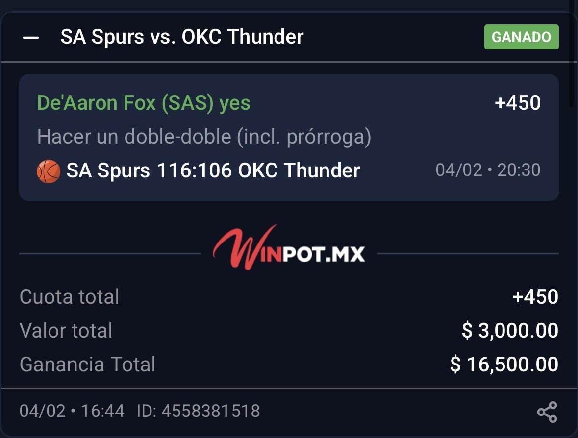 #PorVida

SwipatheFox DD2 +700 ✅ 💰 

La tome desde muy antes pero al final era un +700 cuando se anunció que jugaba Castle, era pura trampa 🪤 para no tomarlo.

Volvimos señores volvimos!!  Y se vendrá uno otras otro! Súbanse al 🚢 

Comenta tu ticket ganador.