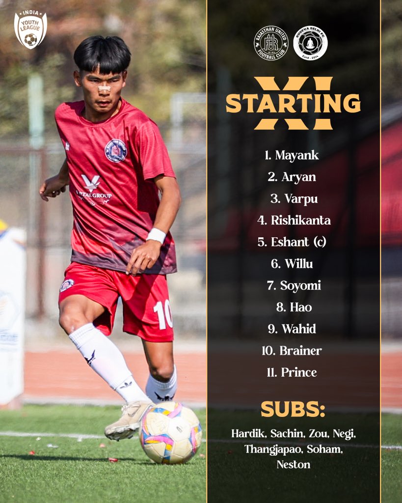RajasthanUnited's tweet photo. Here’s our home 𝐗𝐈.⚔️

#𝐀𝐛𝐤𝐡𝐞𝐥𝐞𝐠𝐚𝐑𝐚𝐣𝐚𝐬𝐭𝐡𝐚𝐧 
#matchday #eliteyouthleague2025_26 #rufcvssdfc https://t.co/m2QKBoi1ej