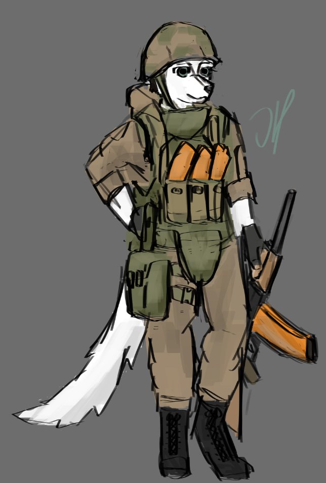 Drew something quick with a saiga and using my test subject <a href="/Vastly_Man/">Vast Man</a>