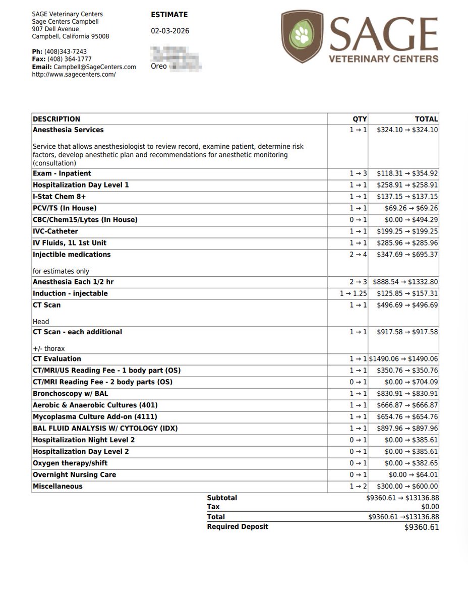 MessyLabX's tweet image. （投稿）亲身经历给你们看看美国斩猫线

坐标美国湾区
家里猫最近在咳嗽，结合过去的情况，应该是慢性病的哮喘同时最近有点呼吸道感染
之前在他的主治兽医那里看了看没有很确定的结果，让我们去专门的动物内科专科看

今天检查了下，医生也认为是哮喘+呼吸道感染但是不能100%确定，给出了2个方案…