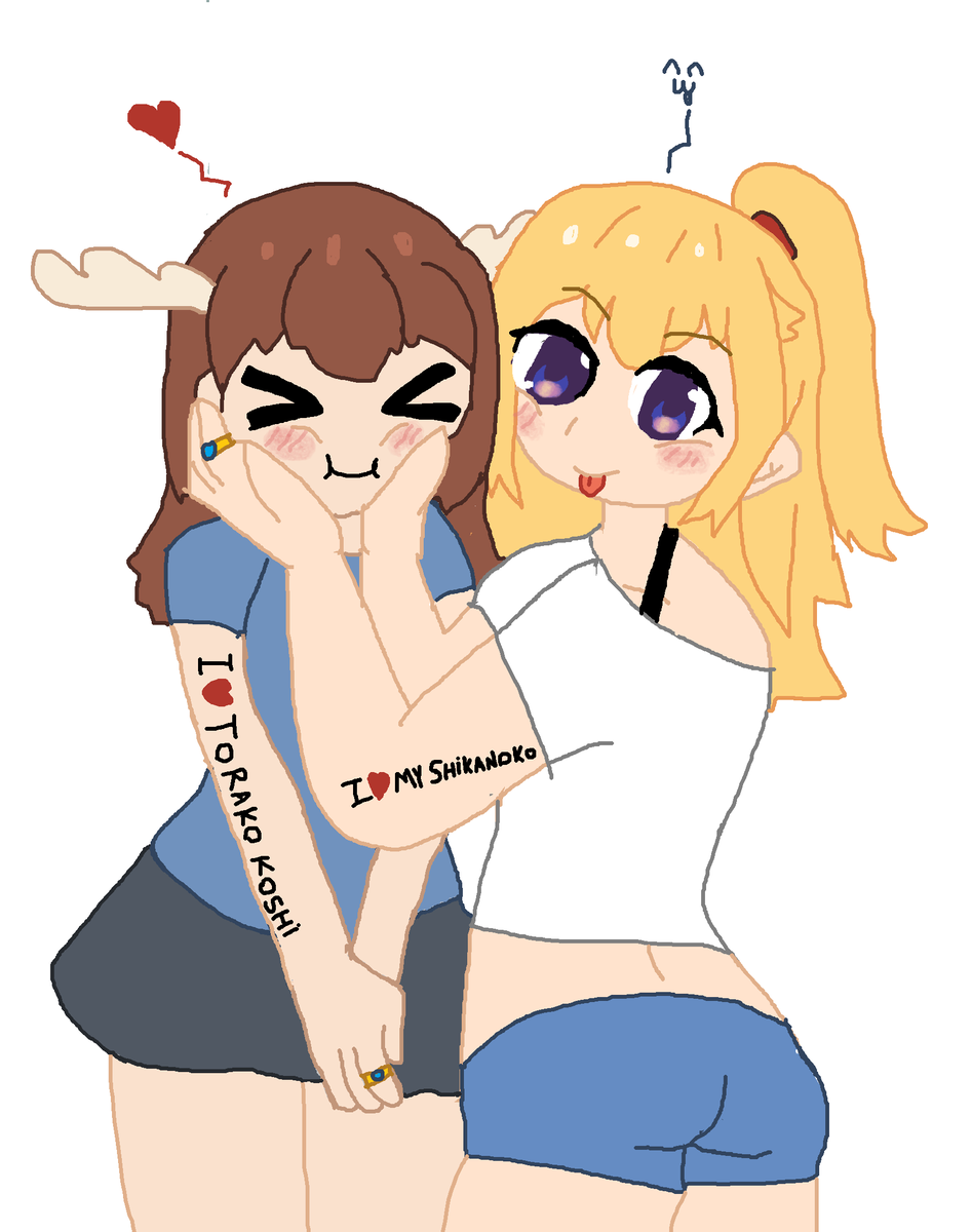 emidraws2011's tweet photo. idea inspirada en @sofo_soup #fanart #art #ship #yuti #lesbian #nokotan #shikanonko #koshitan #torako https://t.co/xX2q0z1H5e